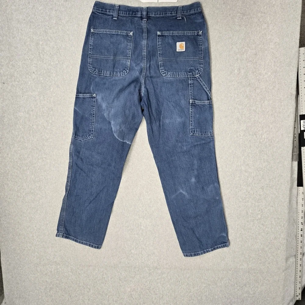 Carhartt Men Jeans 32X28 Blue Denim Carpenter B33 Dungaree READ